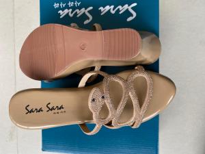 Sandal Wedges Kondangan Wanita Sara Sara Alana Glitter Square Toe Hak Tinggi 9cm - Nyaman & Stylish