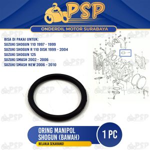 Oring Manipol Shogun (Bawah) (Harga 1 PC) - O Ring Karet Seal Sil Manifold Suzuki Shogun New Smash