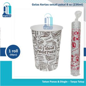 Paper Cup Motif Gelas Kertas Kopi Panas Dingin 8oz isi 50 pcs