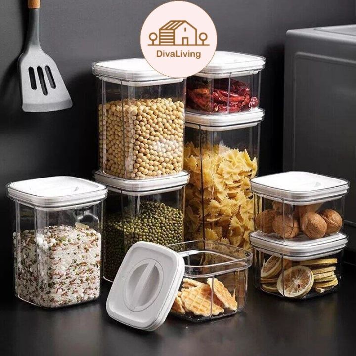 🌈READY STOCK🌈 Stackable Airtight Twist Lock Transparent Food Storage ...