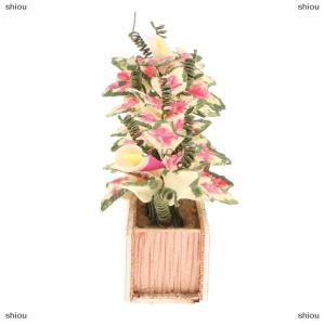 [COD] shiou Nhà búp bê 1:12 thu nhỏ Bụi hoa Chậu cây hoa giường hoa bonsai Mô hình vườn trang trí nhà búp bê phụ kiện