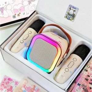 ( SALE MẠNH ) Loa Bluetooth Karaoke Mini K12 Tặng kèm 2 Mic Hát  Thiết Kế Nhỏ Gọn  Âm Thanh Hay Bass Chuẩn  Có Đèn Led Nhiều Màu