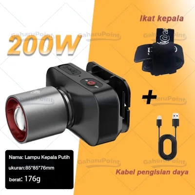 Senter Kepala Zoom Aoki AK-3685A Head Lamp Led 60 Watt Super Terang /Senter Kepala LED Zoom 60W/Senter Kepala Cas LED Zoom 3 Mode Cahaya/60W Fokus & Penyebaran Zoom 800Lumen 1000Lumen/ cahaya super terang / jarak jauh laser /head lamp zoom cahaya putih