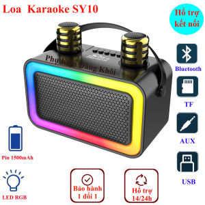Mẫu mới- Loa karaoke xách tay SY10 tặng kèm 2 micro nghe lớn hát hay loa  tg