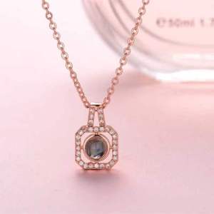 Custom DIY Text Photo Projection Necklace Gift Birthday Girlfriend