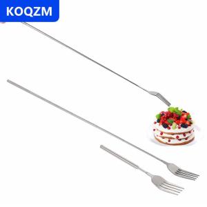 [COD] KOQZM Bạc không gỉ Kính thiên văn mở rộng Ngã Ba bữa ăn tối trái cây tráng miệng dài dao kéo dĩa BBQ Thịt ngã ba nhà bếp đồ ăn Bộ đồ ăn