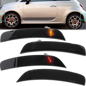 Side Marker Lights for Fiat 500 2012-2017 500e 2013-2019 Sport Models Only Amber Front/Rear Red Halogen Bulbs Turn signal Marker lights Replace OEM Bumper Sidemarker Lamps Smoked