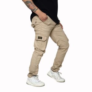 Celana Cargo Panjang Pria Slim Fit Katun Stretch Pdl Kargo Casual Jumbo Mocca