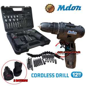 YUKIDO Mesin Bor Cordless Charger 2 Baterai ( BISA COD ) Cordless Impact Drill / Bor Tembok Baterai 12 Volt termurah hanya di Asia Mega Utama