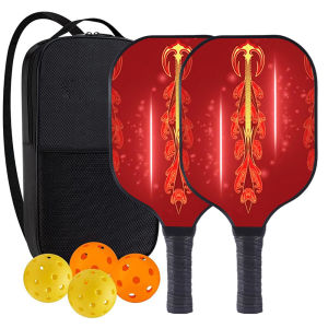 ไม้พายพิคเคิลบอลที่ได้รับการรับรองจาก USAPA ชุดไม้พายพิคเคิลบอลคาร์บอนไฟเบอร์ น้ำหนักเบา ไม้พายพิคเคิลบอลกราไฟต์พร้อมลูกบอล 4 ลูก