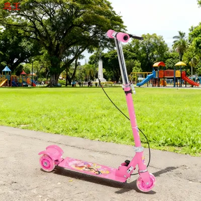 Childrens all-iron scooter three-wheel flash wheel scooter hand brake scooter for kids
