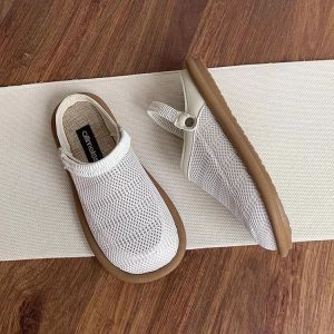 [Free Shipping] Summer Linen Sandals For Women One Shoe Two Styles Soft Sole Closed Toe Half Slippers Breathable Mesh Slip-On Clogs