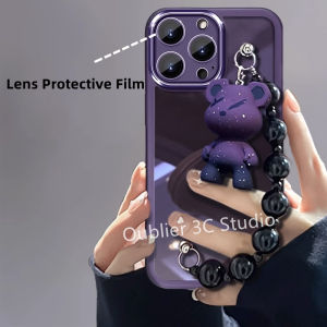 Ốp Lưng Xiaomi 14T Pro 14 Ultra Redmi 14C 4G 5G Vỏ điện thoại Thiết kế mới Phim hoạt hình dễ thương Bulldog Gấu Búp bê Vòng tay Mặt dây chuyền Vỏ mềm bảo vệ ống kính trong suốt Case 2024