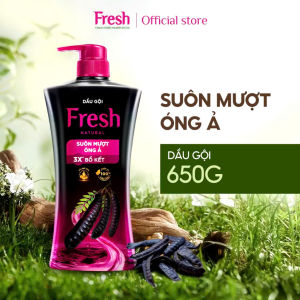 Dầu gội Fresh 650g với tinh dầu bồ kết giúp giảm rụng tóc và bổ sung thêm Pro Vitamin B5 cùng các dưỡng chất khác giúp làm sạch bụi bẩn trên tóc