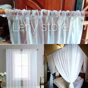 ❤LENYS❤ vitrase putih dalaman gorden SERUT kawat vitras polos tirai transparan tinggi 250 270cm