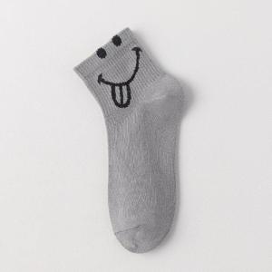 Vớ dài đến bắp chân trung cho nữ vớ cotton thoáng khí Thiết kế thời trang đơn giản Mặt Cười Dễ Thương