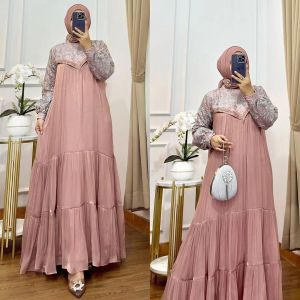 Asvia Dubbay Shimer Mix Brukat Ethnic Saptony Aksen Swaroski Gliter Gamis Terbaru 2023 Kekinian OOTD