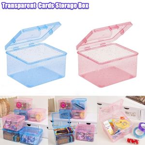 DAWEIF Rectangular Shape Storage Box Jewelry Container Transparent Plastic Collection Box Multi-purpose Small Card Holder Desktop Organizer for Storing Jewelry