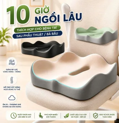 Đệm Ngồi Memory Foam Công Thái Học Chữ W - Đệm Ghế Văn Phòng Ghế Ô Tô - Đệm Lót Ghế Thoáng Khí Êm Ái Chống Trượt