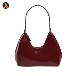 Women Patent Leather Tote Bag Versatile Crescent Bag Casual Satchel Hobo Bag Zipper Armpit Bag Girl Shopper Purse[Jocestyle Store]