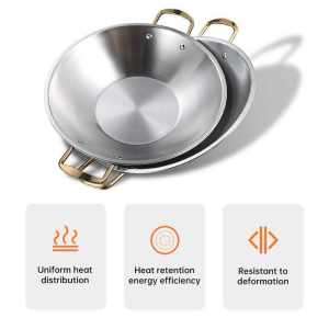 Goodshop NIPIN Stainless Steel Frying Pan Non Stick Dry Pot Cooking Wok