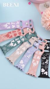 2 Packs Cartoon 3D Raised Band Compatible with Watch Band 49/46/45/44/42/41/40/38mm Women Two-Tone Cute Soft Silicone Sport Strap for iWatch SE Series 10/9/8/7/6/5/4/3/2/1/Ultra(1/2)