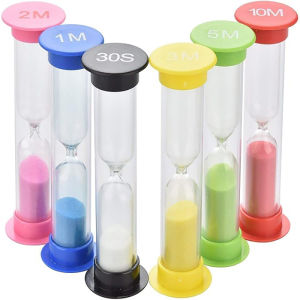 6pcs Sand Timer for Kids SetColorful Hourglass30 sec 1 min 2 mins 3 mins 5 mins 10 mins