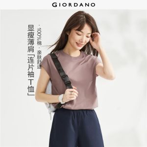 Giordano áo thun tay ngắn liền nam chất liệu cotton 100% cổ tròn đơn sắc dệt kim Free Shipping 13323309