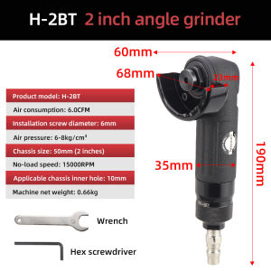 HIFESON 2 Inch Pneumatic Angle Grinder High Speed Air Grinding Tool with Disc Polished Piece and PVC Handle for Polished Straight Air Cutter Cutting Tools For Metal Working