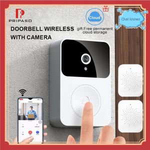 ✨【Readystock】 + FREE Shipping ✨ X3 WIFI Video Doorbell HD Smart Night Vision Wireless Video Intercom Doorbell Remote Video Rechargeable Battery Doorbell Free Cloud Storage 166° Wide Angle + Waterproof Cover
