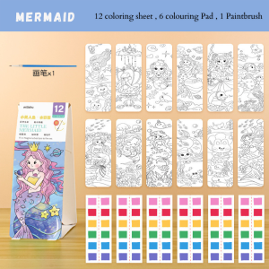 DIY Coloring Bookmark Magic Watercolor Painting Book with Pocket Palette Fun Staycation Activity or Birthday Party idea Party Gift Door Gift Kindergarten for Children.