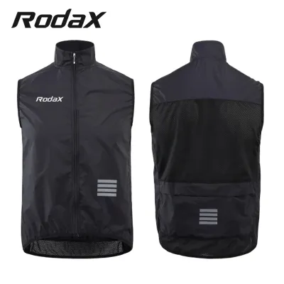 RodaX Foldable Gilet Dengan Kantong Ber-risleting Foldable Vest Rompi Sepeda Unisex Water Repellent Jacket Sepeda Tanpa Lengan Windbreaker Sepeda Vest Gowes Ringan Vest Ringan Kantong HP Rompi Gowes Roadbike Vest Windproof High Visibility Vest Roadbike XC