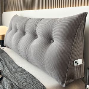 Casual Striped Wedge Floor Pillow Cushion with Side Storage Soft Fluffy Back Support Zippered Polyester Cover Hand Wash Multipurpose All-Season Use - White Christmas Present