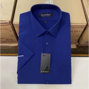 Kemeja ALISAN Katun Pria Putih Lengan Pendek/ Atasan Pria Polos 2025 Pakaian Elegan Formal