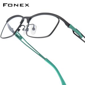 FONEX Titanium Eyeglasses Frame Men Brand Design Square Glasses Ultralight-Weight Semi-Rimless Half-Rim Japanese High-Quality Optical Eyewear 85775
