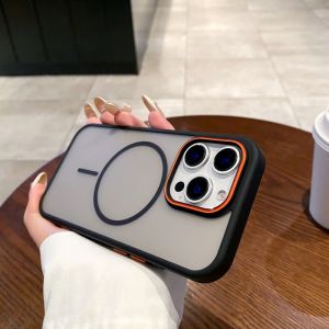 High Quality Matte Magnetic Transparent Phone Case For iPhone 16 Pro Max 15 14 13 12 11 Pro Max 14 15 16 Plus Soft Frame Hard Case For Magsafe Shockproof Cover Casing