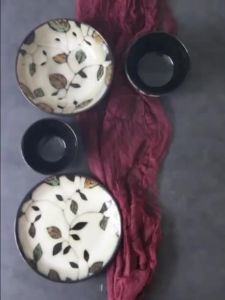 FCOMK Japanese Style Ceramic Tableware Set Retro Dinner Plate Soup Plate Pasta Plate Salad Bowl