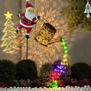 Christmas Solar Kettle Lights Garden Lawn Decorative Santa Claus Kettle Ground Lamp Solar LED Night Lights Outdoor Decor