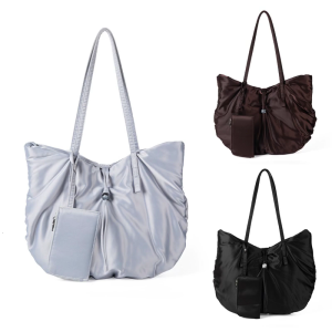 Fashionable Handbag Nylon with Detachable Purse Pleated Designs Suitable for Women and Girls Organizing Essential