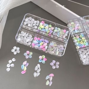 FXUP Cánh Hoa 3D Bộ dụng cụ trang trí móng tay bằng tuyến 12 ô/hộp Trong suốt Phụ kiện trang trí móng tay Tự làm Phụ kiện trang trí móng tay tự làm Phụ Kiện Làm Móng
