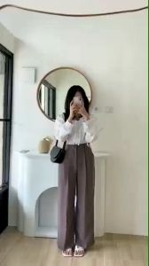 LOOSE PANTS TROUSERS/CELANA ANTI KUSUT WANITA/CELANA KULOT WANITA TERBARU/CELANA KERJA WANITA/CELANA KANTOR WANITA/CELANA KOREAN STYLE