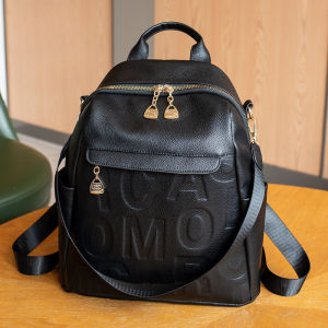 IELGY Korean Version Casual Ladies PU Backpack Fashion Simple Large Capacity Travel Backpack Trendy