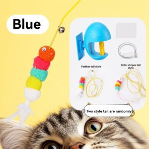 OUTOPEN Funny Electric Door Hanging Toy Automatic Lifting Creative Elastic Rope Pet Toy Cat Training Toys with Feather Bell Hanging Swing Toy Pet Accessories