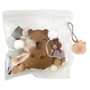 Realistic Capybara Stress Sphere Keychain Portable Squeeze Toy Bag Decoration for Relaxation in Office Classroom or Home