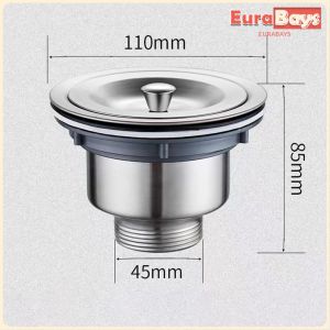 E.B. Stainless Steel Sink Drain Strainer Kit Kitchen Drain Assembly with Metal Center Knob Basket Stopper