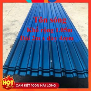 ( Khổ rộng 1.05m x dài 1.8m x 4 dem ) Tôn nhựa dạng sóng màu Xanh lấy ánh sáng che mưa nắng