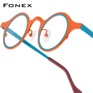 FONEX Titan nguyên chất Gọng kính phụ nữ thiết kế thương hiệu Tròn Kiểu retro cổ điển Kính mắt nam Nhật Bản siêu nhẹ chất lượng cao kính mắt cho mắt 85882
