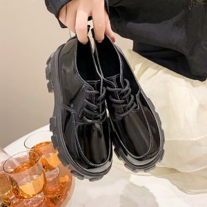 Free Shipping New Summer And Autumn Styles: WomenS Round-Toe Lace-Up Platform-Soled Loafers Suitable For Casual Wear And JK Style