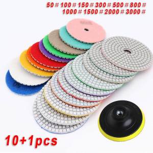 10PCS 4" Diamond Polishing Pads Grinding Disc Wet/Dry Granite Concrete Marble
