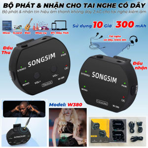 Bộ Phát Sóng W380 – Dùng Cho Tai Nghe Có Dây Kết Nối Nhanh Pin Trâu 10 Giờ  bảo hành 6 tháng
